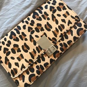 Large Calf Hair Leopard Clutch by Express